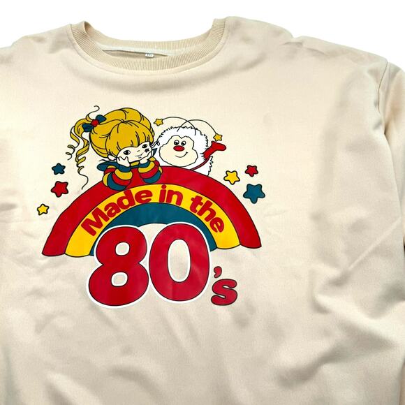 RAINBOW BRITE NEW Womens XXL Made In The 80’s Cream Sweatshirt Twink Sprite Cozy - Picture 1 of 10